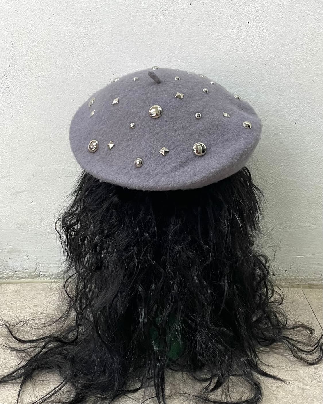 grey wool silver stud beret 상품이미지5