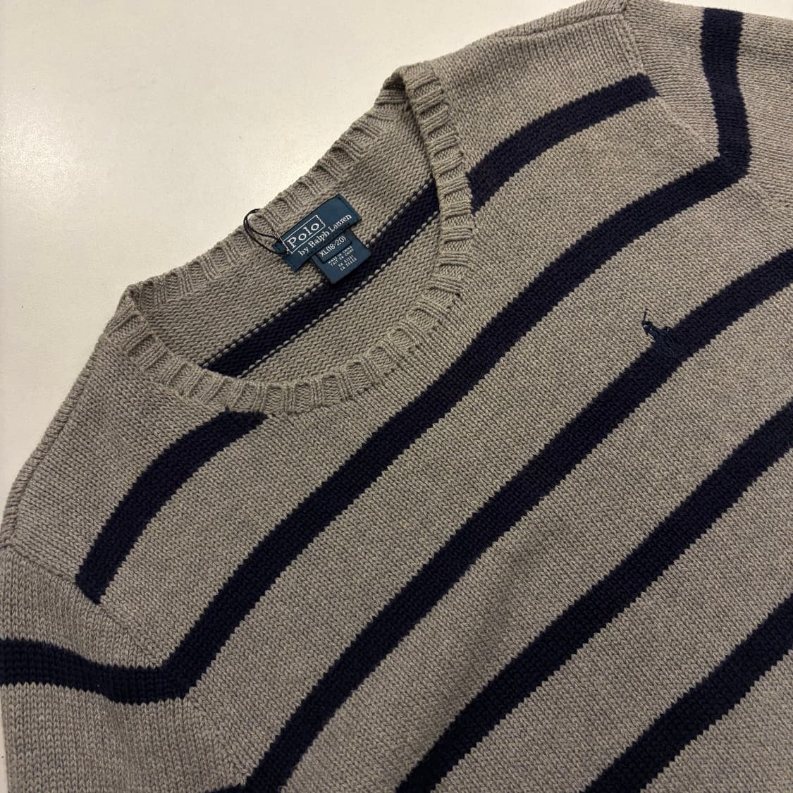 [XL] 폴로 랄프로렌 엘보패치 스트라이프 니트 긴팔 B652 상품이미지3