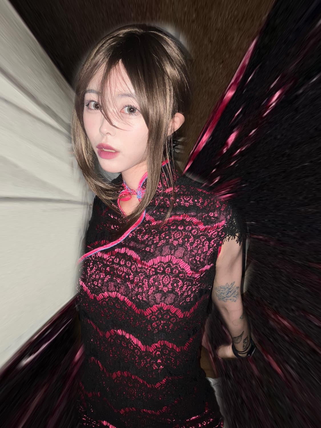 Black lace unique chipao 상품이미지2