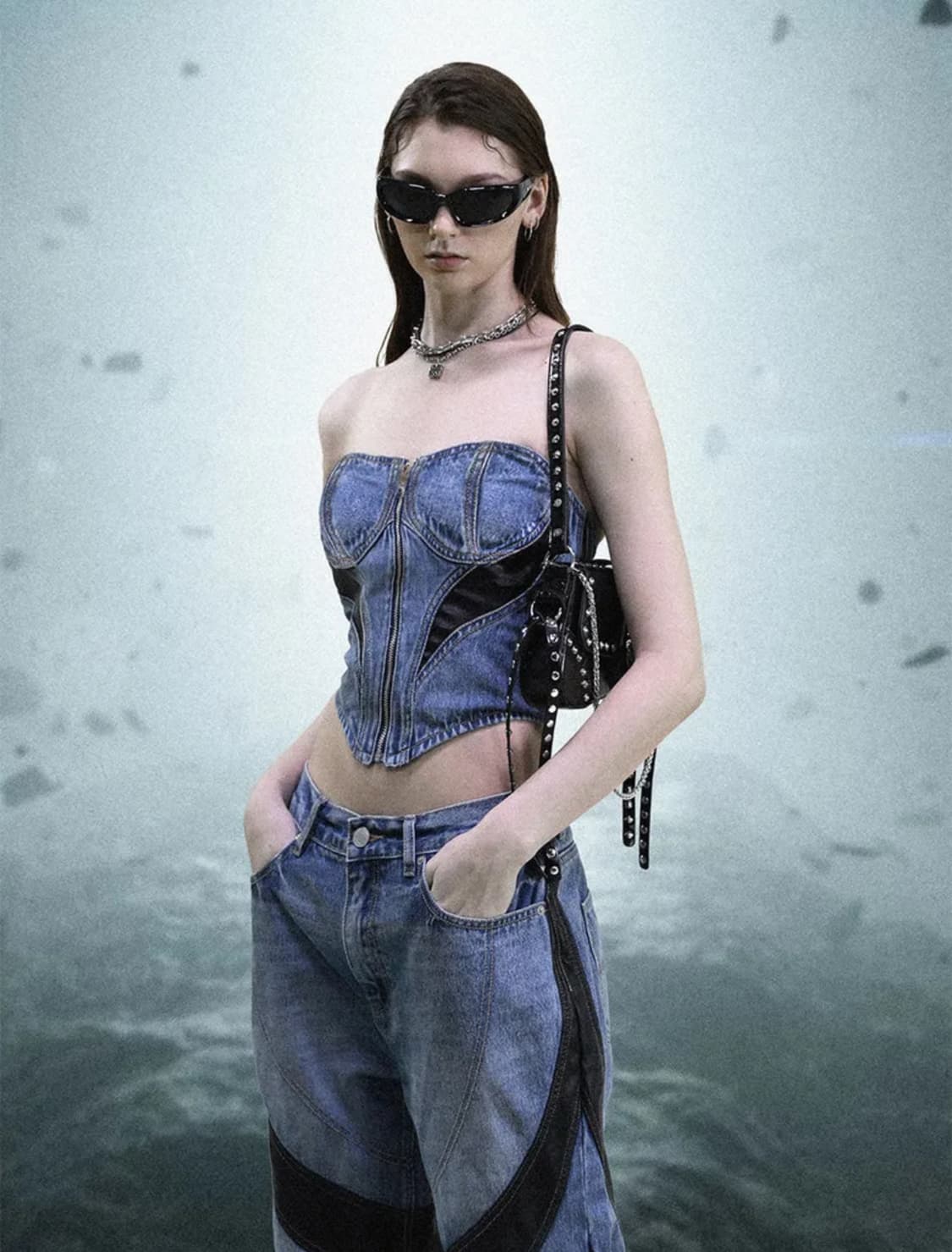 배드블러드 데님레더 뷔스티에 (새상품) 상품이미지1