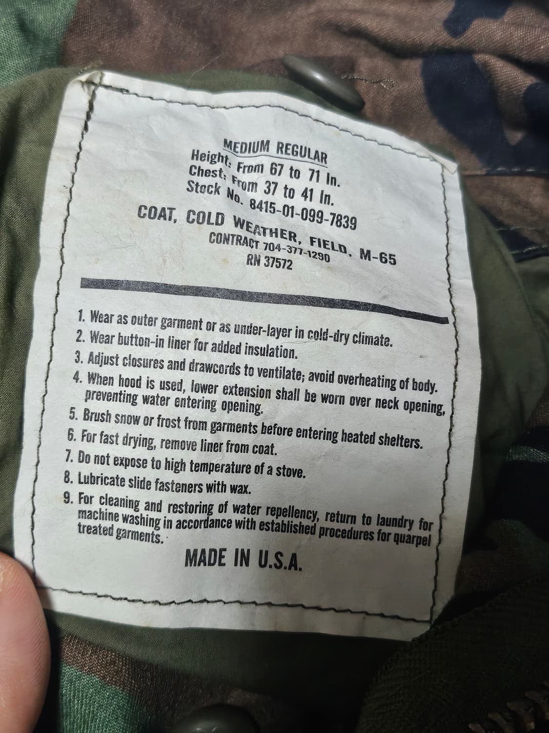 오리지날 M-65 필드 자켓 우드랜드 카모 M 상품이미지3