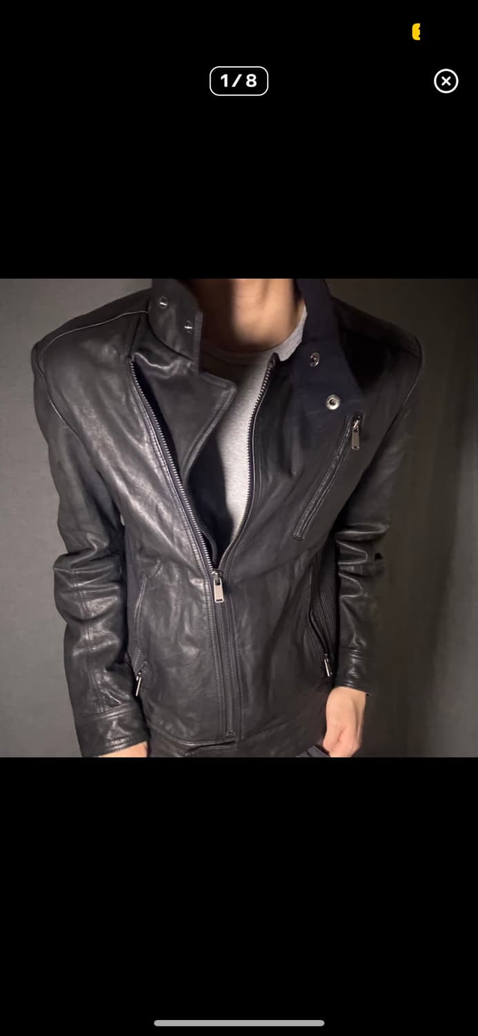 opium 램스킨 레더자켓 사선 지퍼 하이넥 상품이미지1