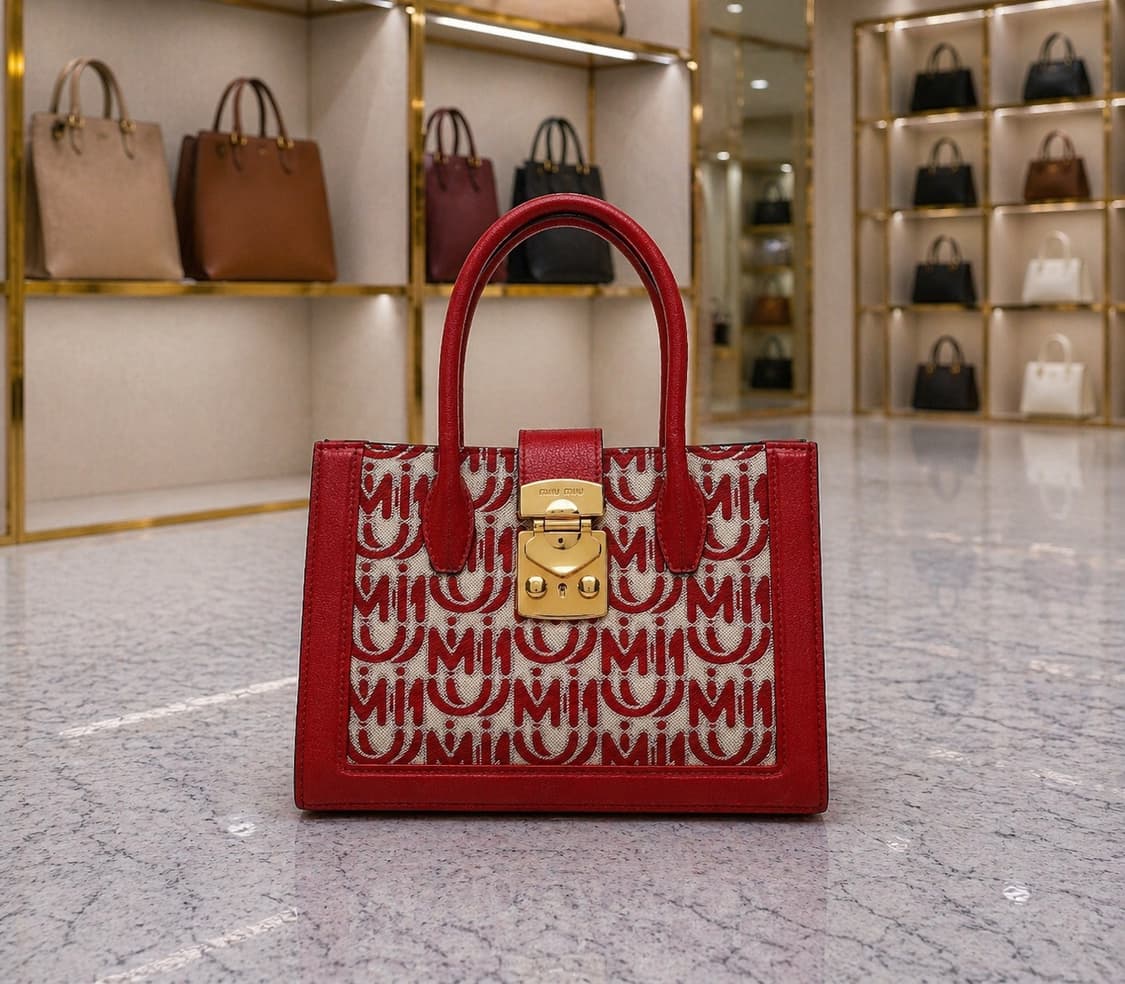 [S급]  미우미우 자카드 마드라스 토트백 판매합니다!!! 상품이미지1