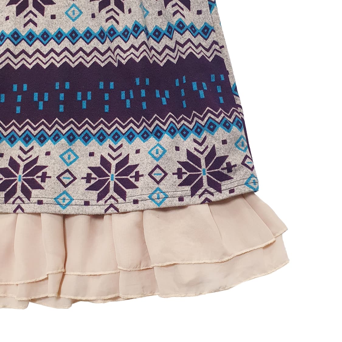 노르딕 반소매 후드 프릴 레이어드 원피스 상품이미지4