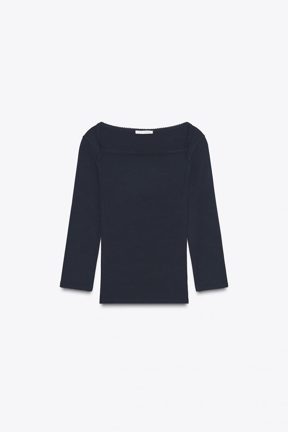 ZARA 자라 모달코튼 스퀘어넥 긴팔 티셔츠 네이비  상품이미지5