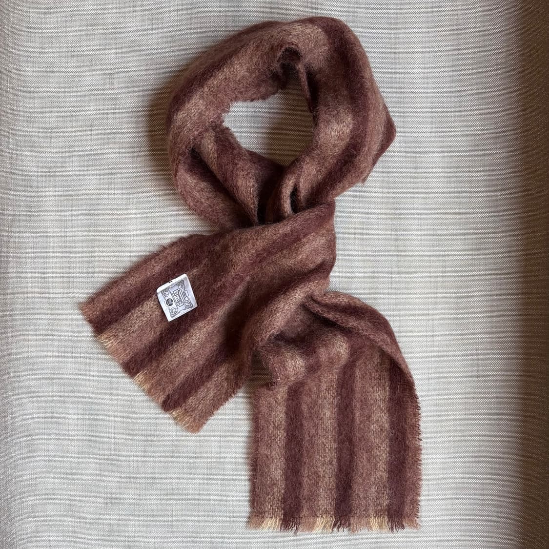 80s IRELAND Donegal Design 모헤어 울 머플러 상품이미지1