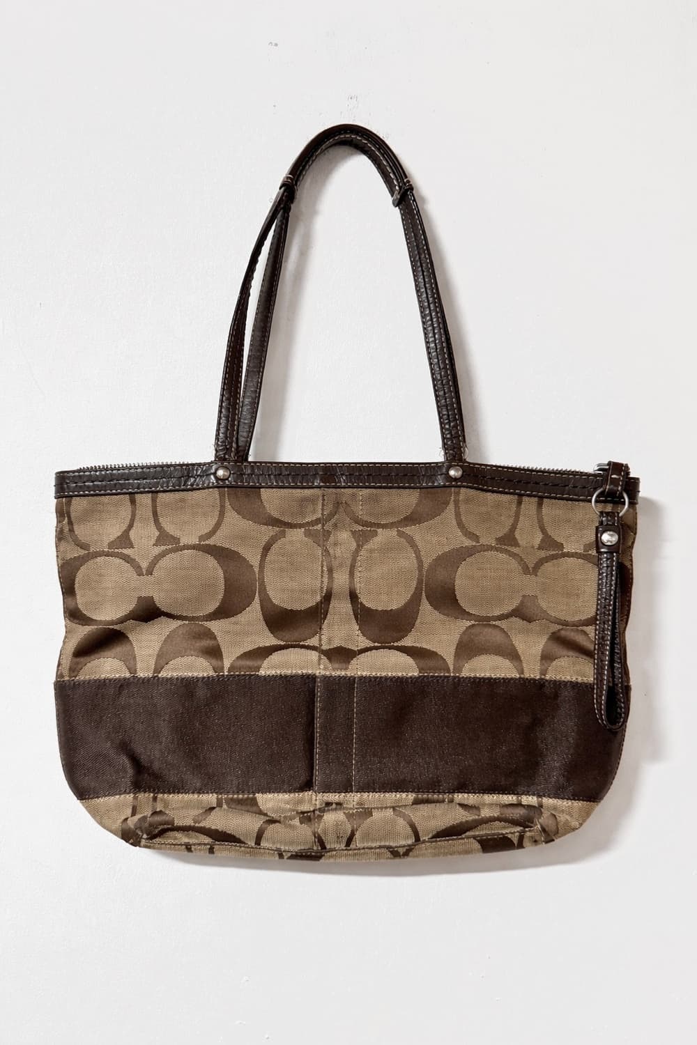 코치 시그니처 자카드 y2k 숄더 토트백 브라운 베이지 상품이미지1