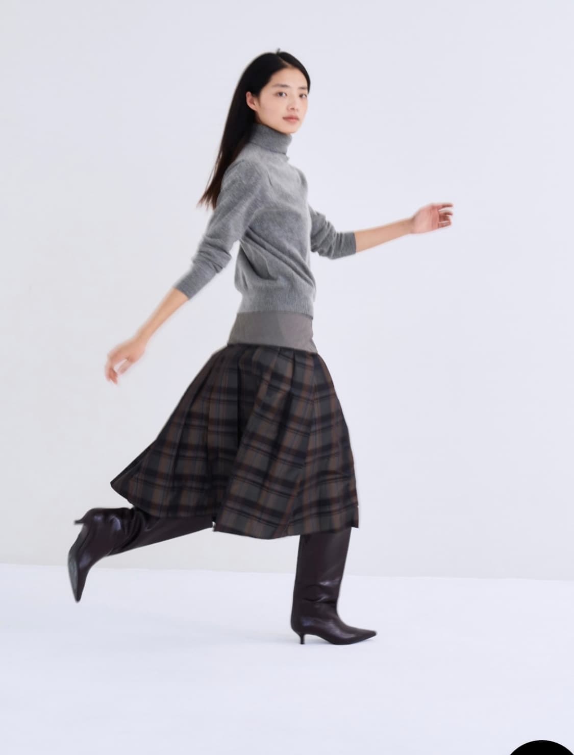 포코포스카 스커트 YOKE PLEATED SKIRT (GREY) 상품이미지3