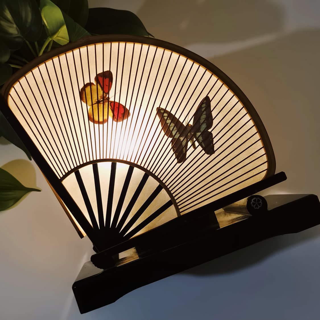 90s 일본 미야비 안돈 대나무 나비 부채 램프 상품이미지8