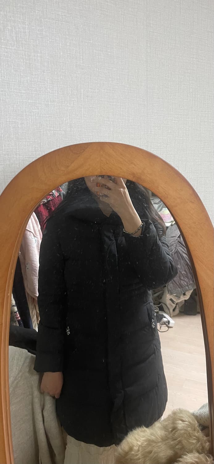 모리걸 빈티지 블랙 눈꽃 롱 패딩 🖤🤍 상품이미지4