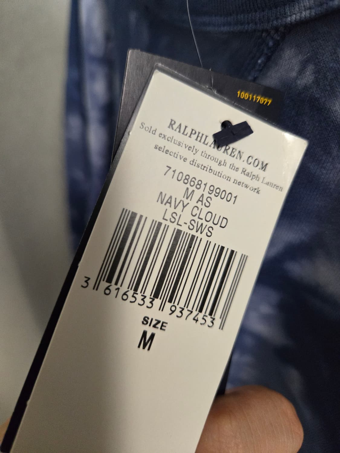 (새상품)폴로 랄프로렌 남성 맨투맨 M, 타이다이 네이비 클라우드 색상 상품이미지3