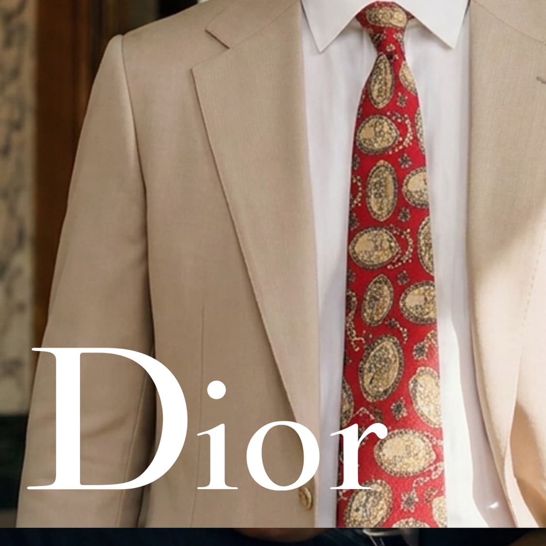 크리스찬 디올 넥타이 레드 오벌 아트 패턴 9.5cm A+등급 K2562 상품이미지1