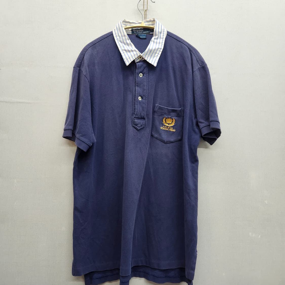 폴로랄프로렌 스트라이프 배색 금장로고 반팔카라 L(L) 상품이미지1