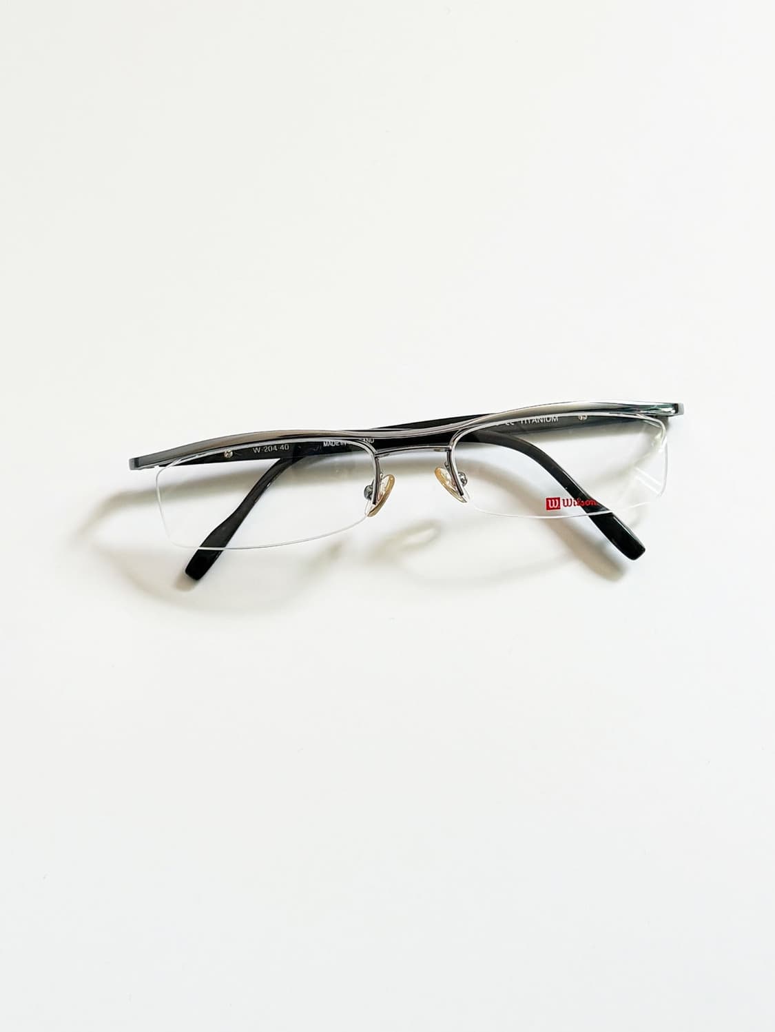 90s WILSON 실버 티타늄 반무테 스퀘어 빈티지 안경 상품이미지1