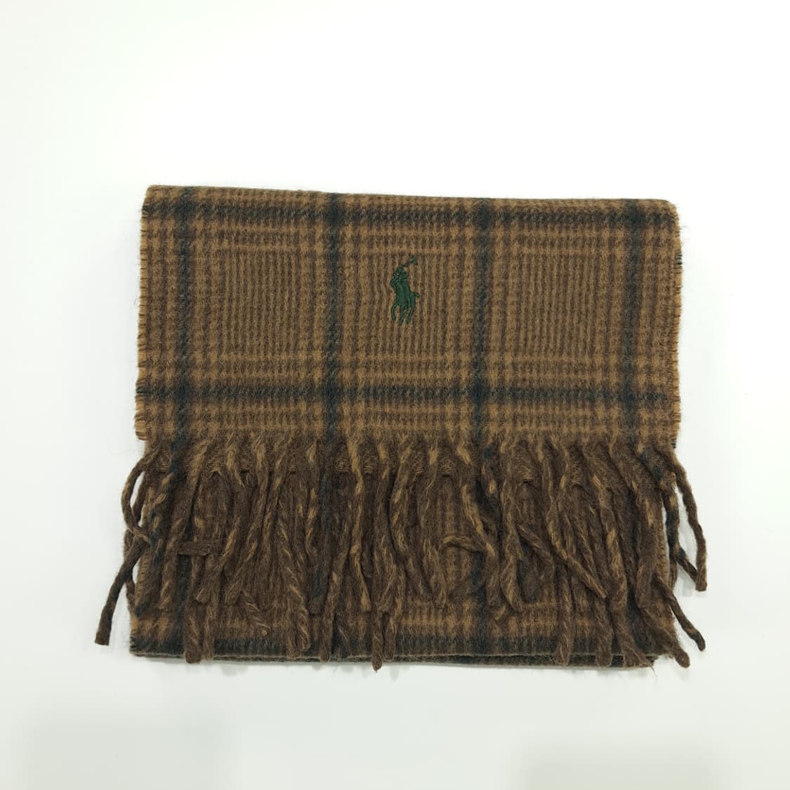 MX185 폴로 랄프로렌 브라운 체크 헤링본 램스울 양면 목도리 머플러 상품이미지6