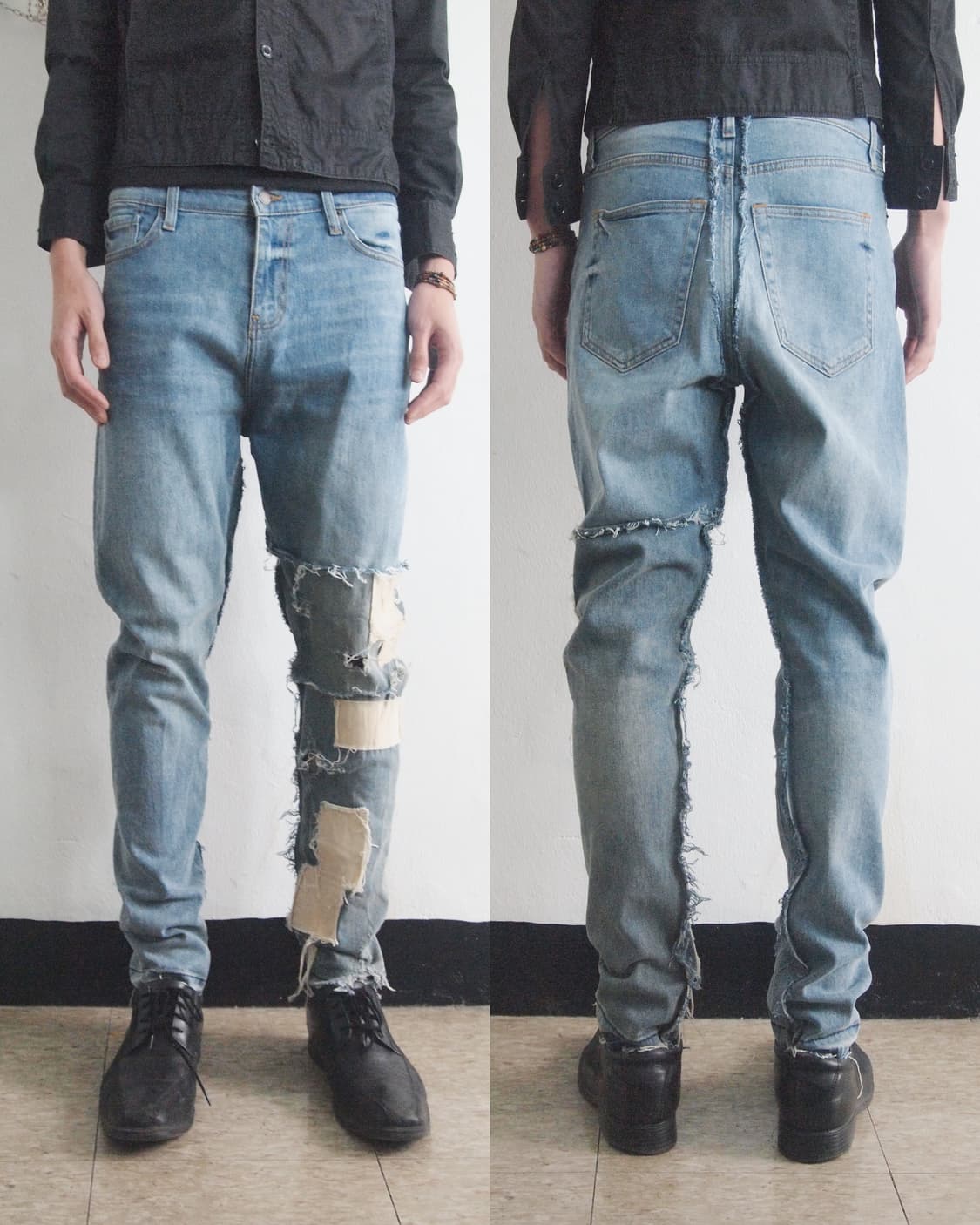 val kristopher 패치워크 디스트로이드 새깅 데님팬츠 상품이미지2
