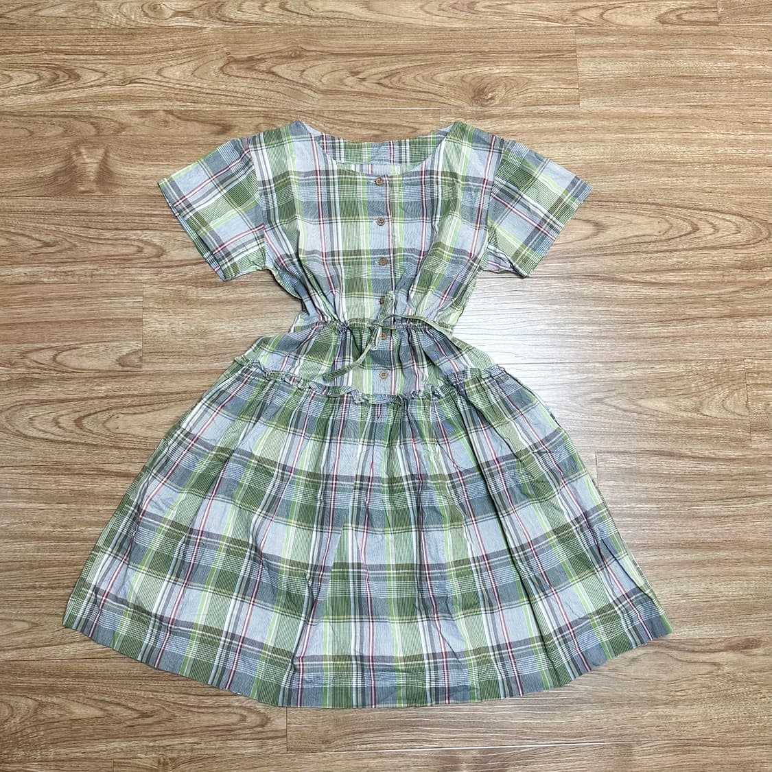 빈티지 그린 초코나무숲 체크 원피스 히메갸루 라떼 모리걸 아오이유우 고딕 상품이미지1