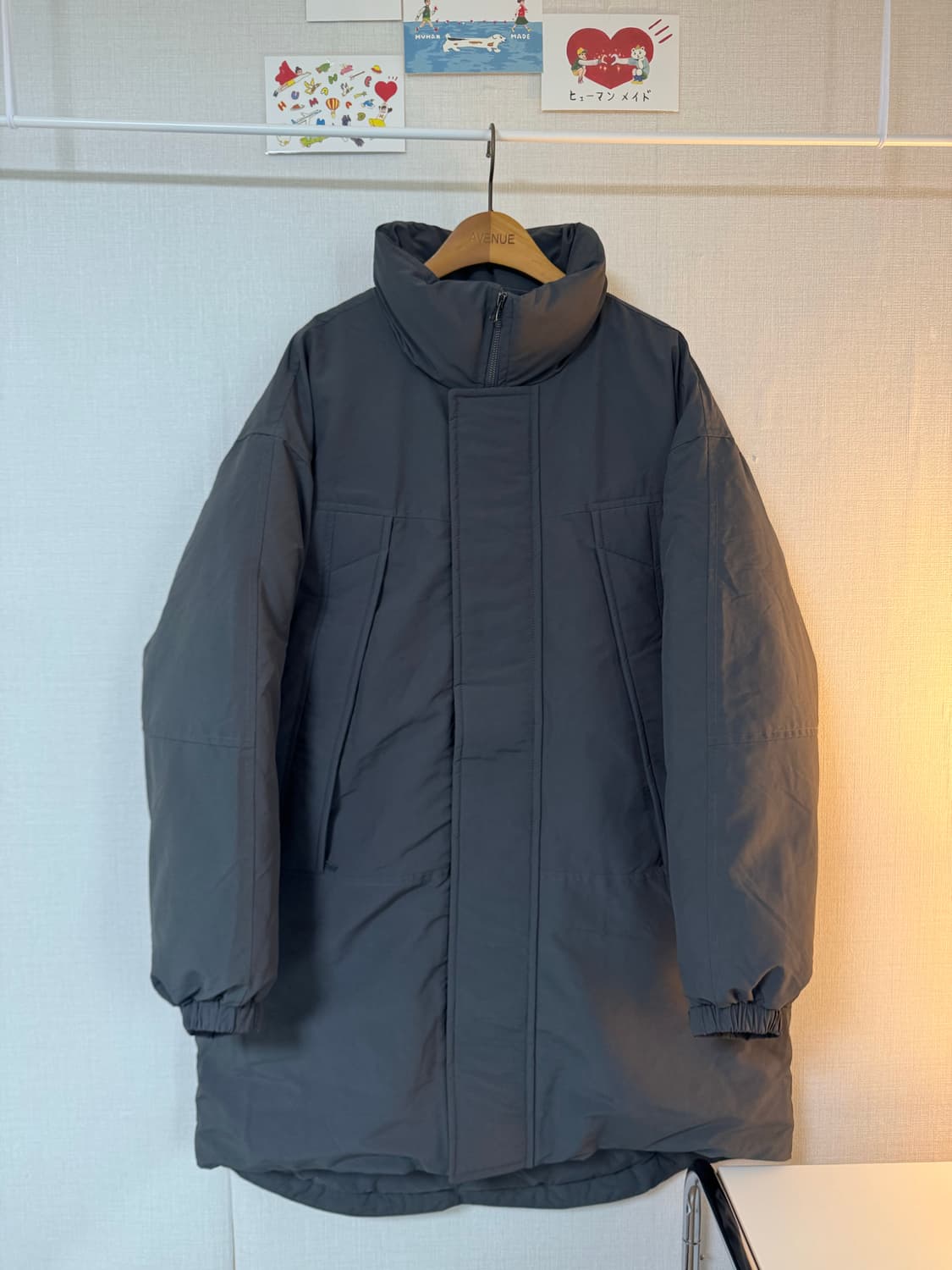 [M]멜란지 마스터 오버핏 몬스터 파카 패딩 카키그레이 상품이미지2