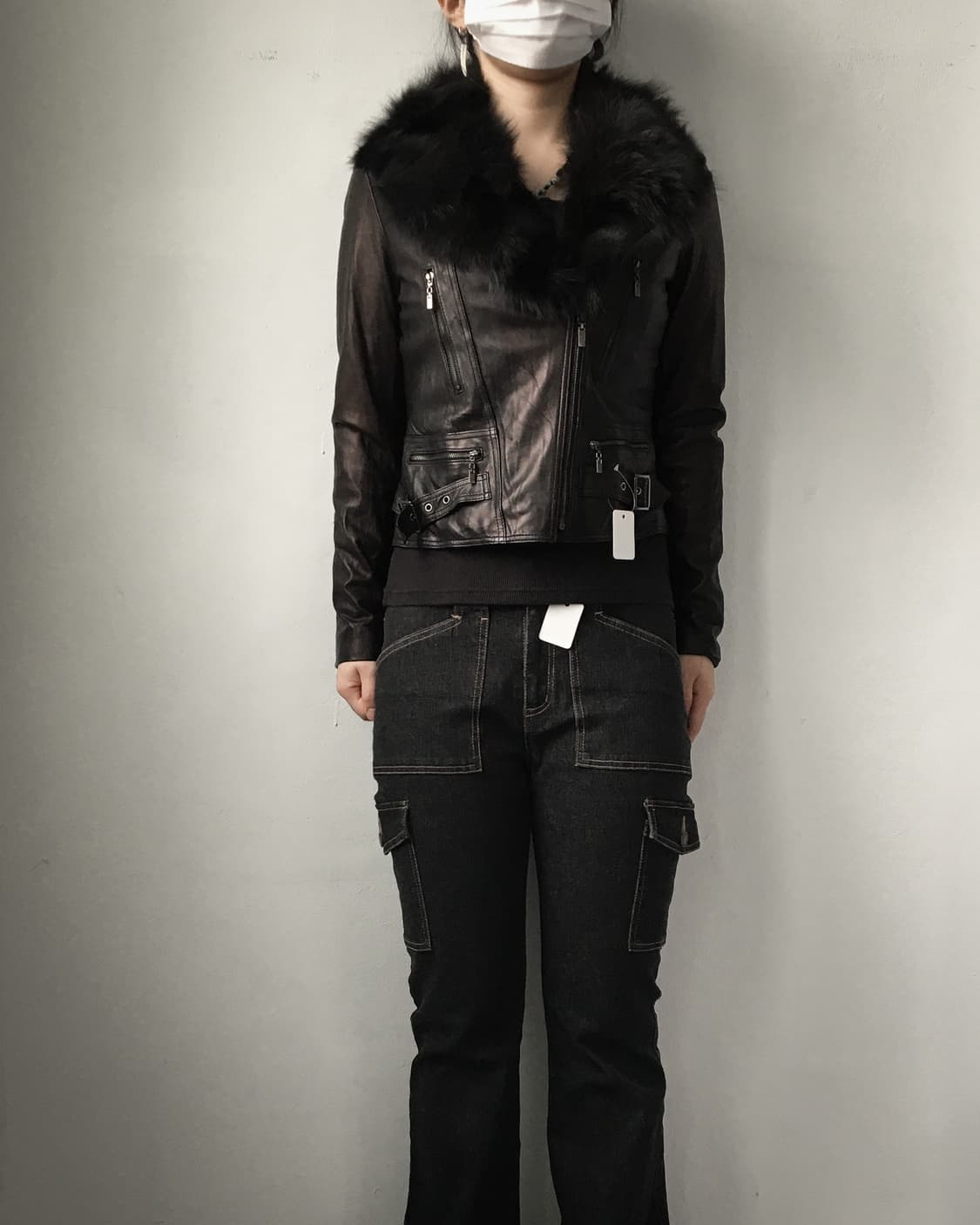 fur collar point leather jacket 상품이미지9