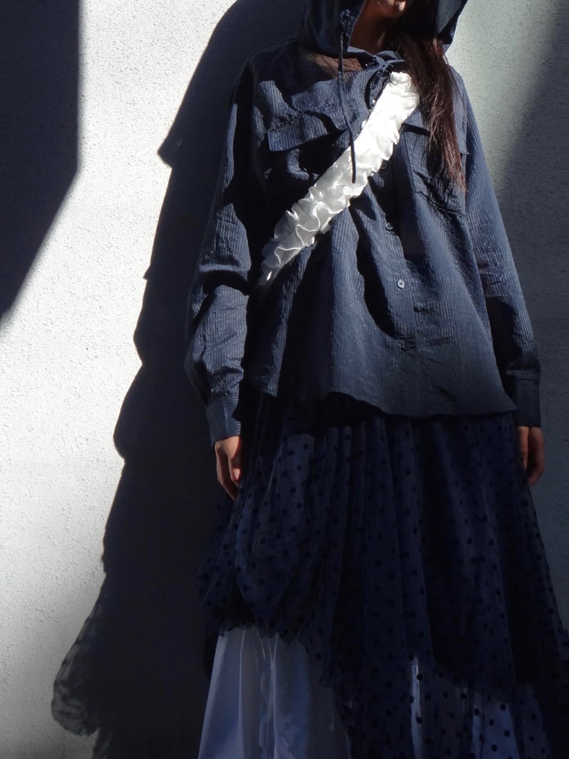 Stripe whimsical hoody top / navy 상품이미지7