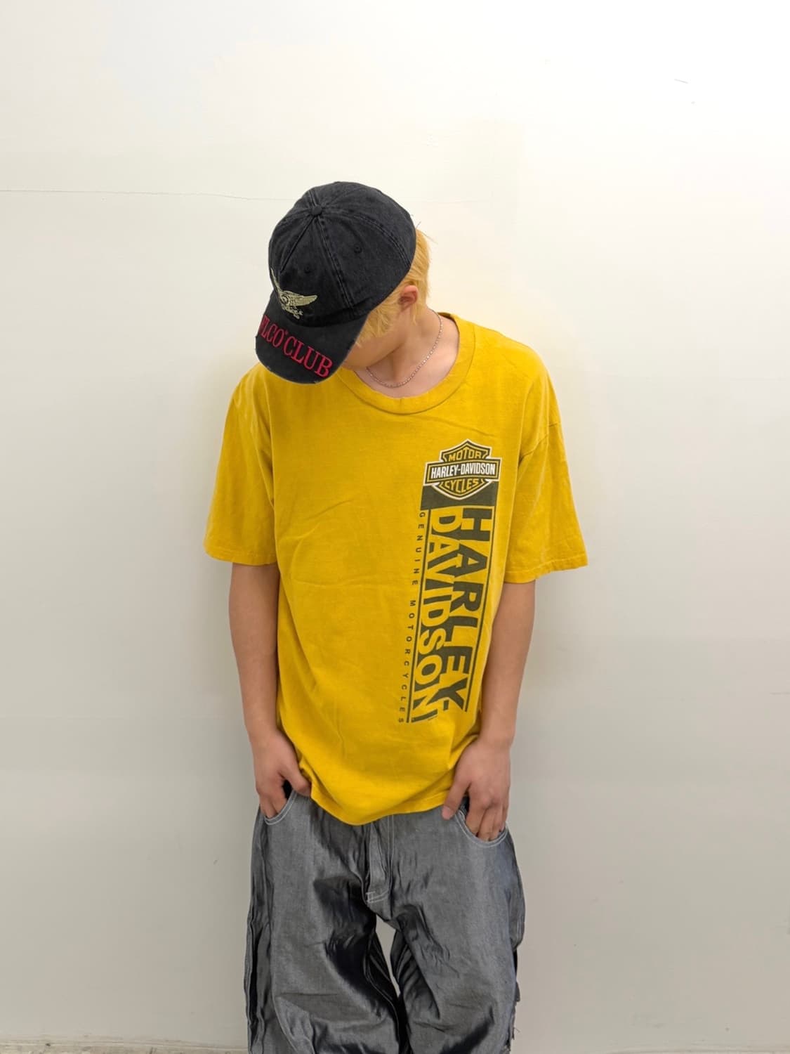 MADE IN USA 🇺🇸 할리데이비슨 프린팅 반팔 옐로우 상품이미지2