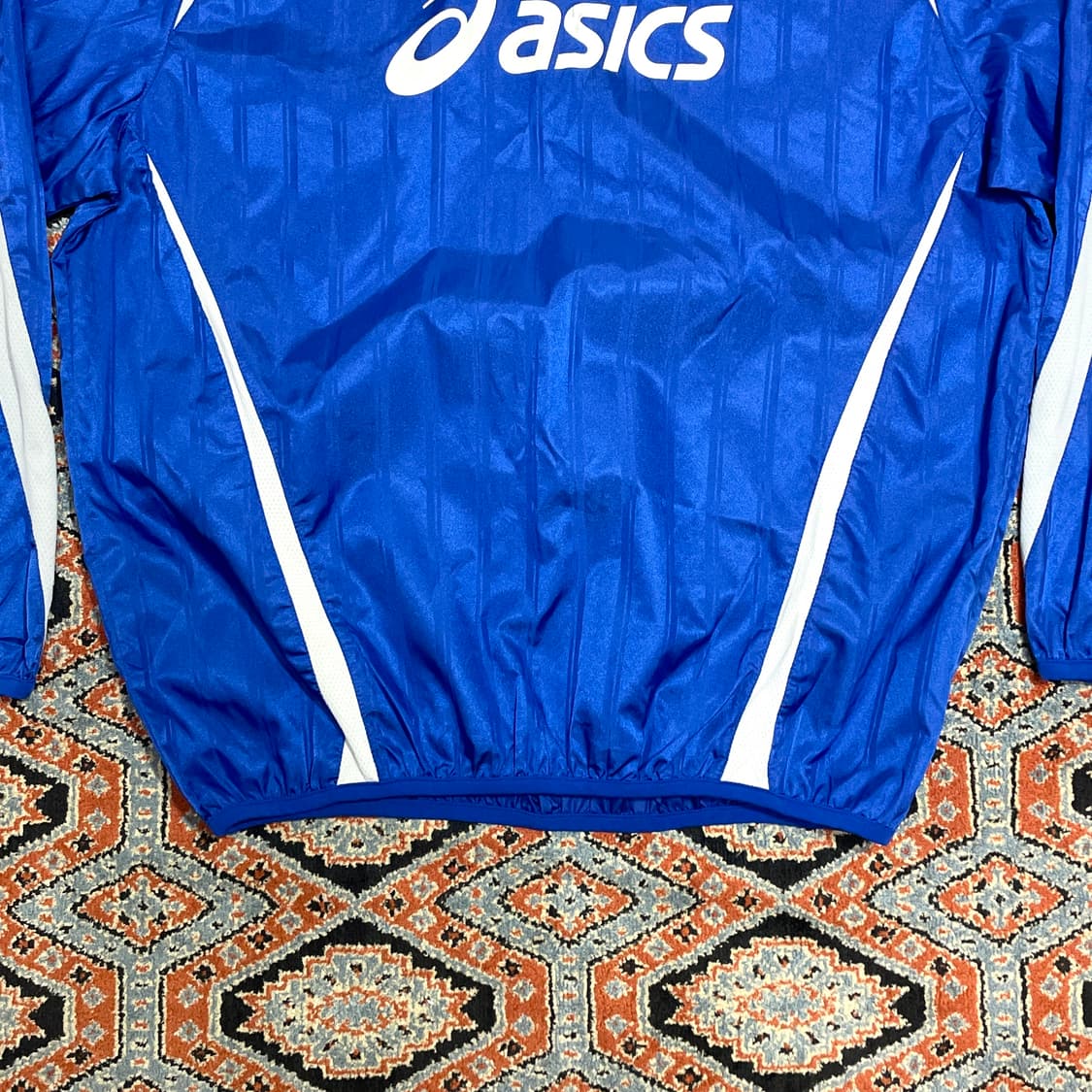 아식스 블루 윈드브레이커 탑 남성M 상품이미지3