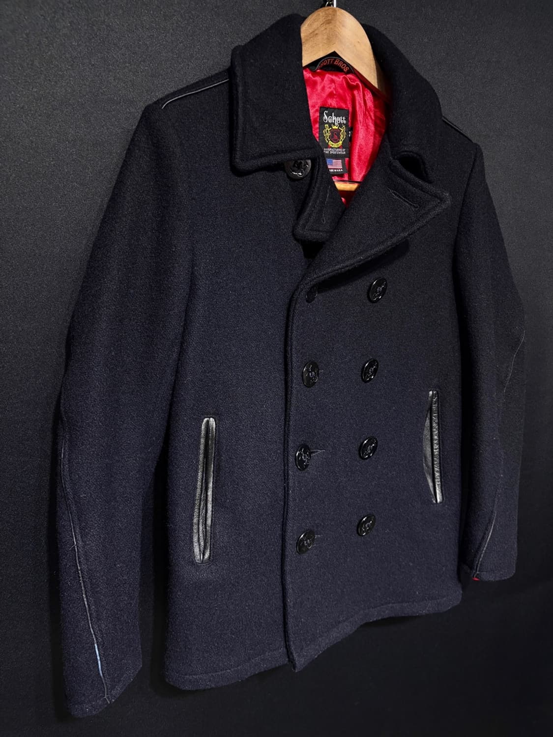 Schott 가죽 울 피코트 상품이미지9