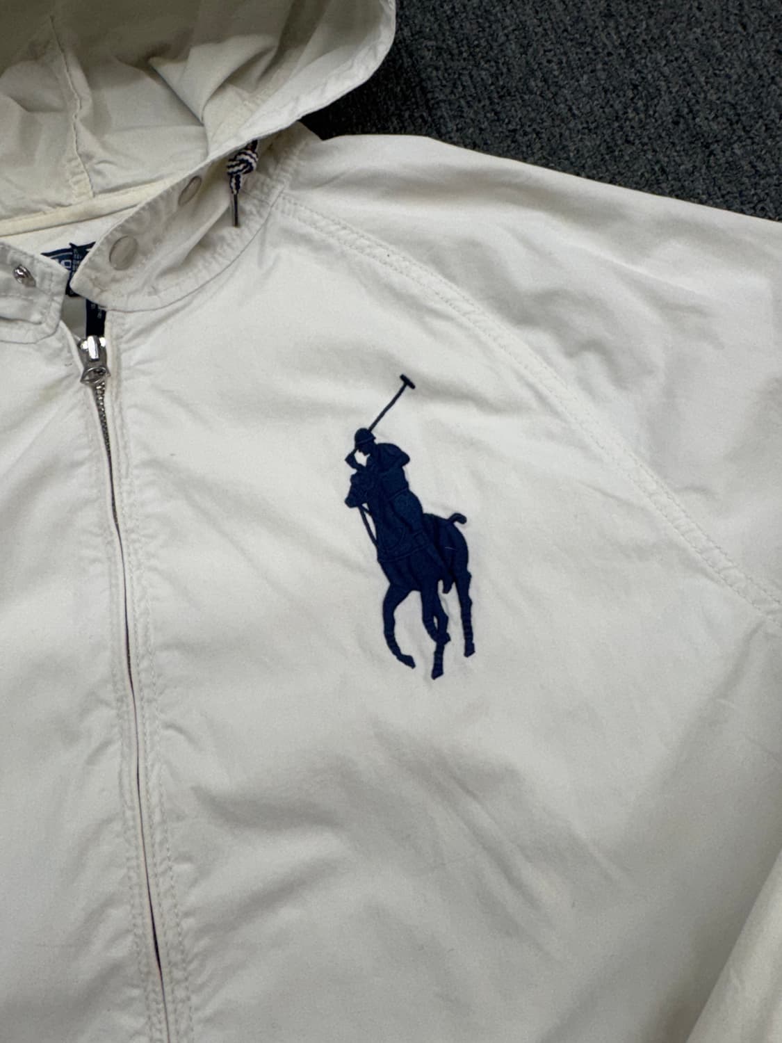 L)폴로 랄프로렌 빈티지 빅포니 화이트 코튼 투웨이 윈드브레이커 자켓 상품이미지5