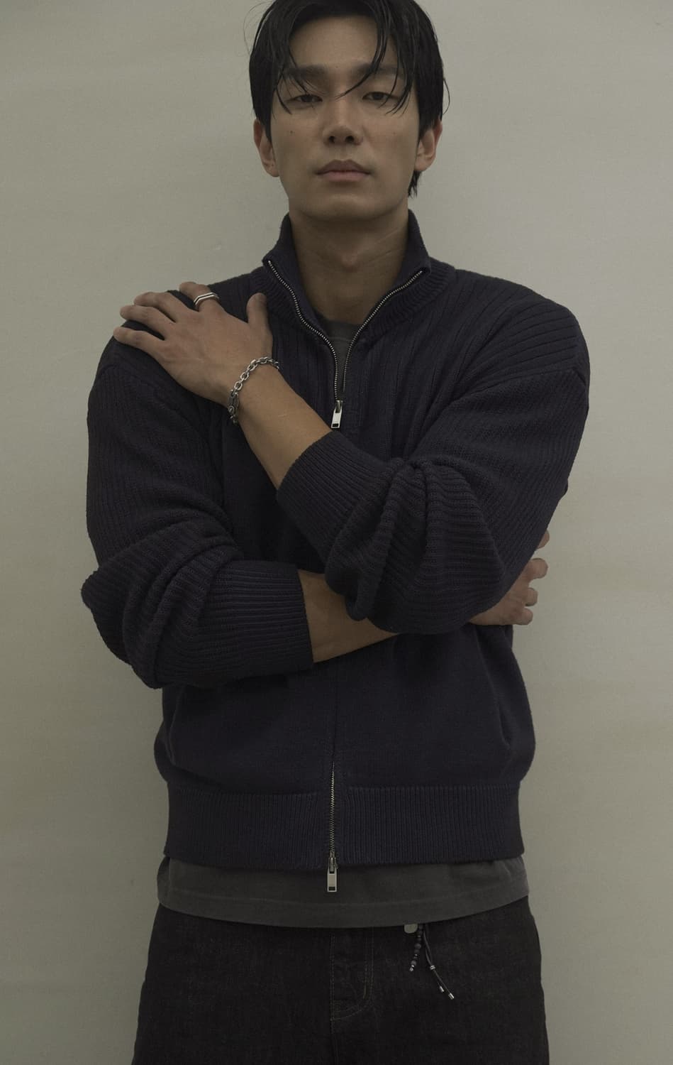 시도 siiiido 니트집업 네이비 3사이즈 상품이미지1