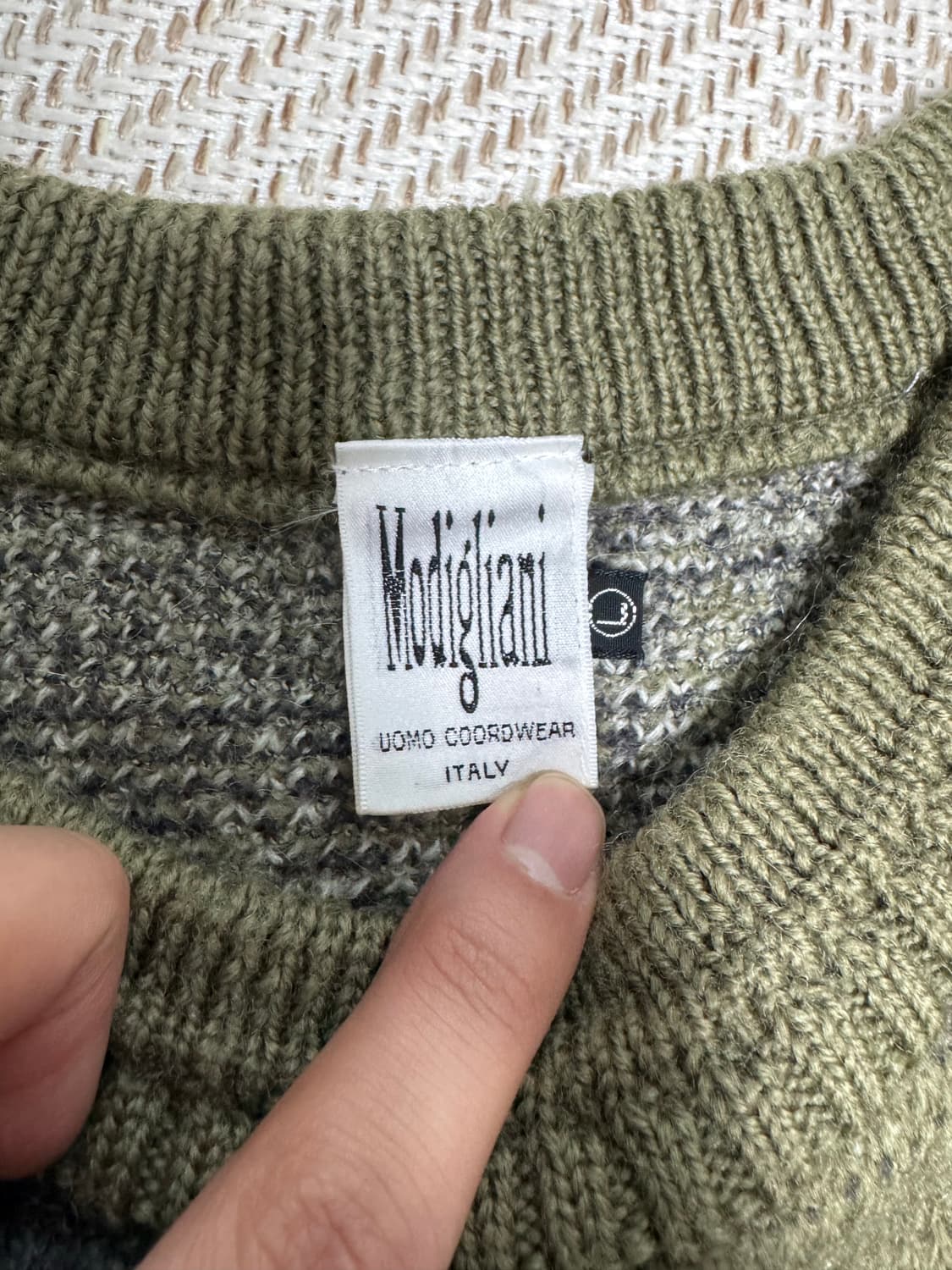 90s 이탈리아 모달리아니 자카드패턴 울 니트 상품이미지3