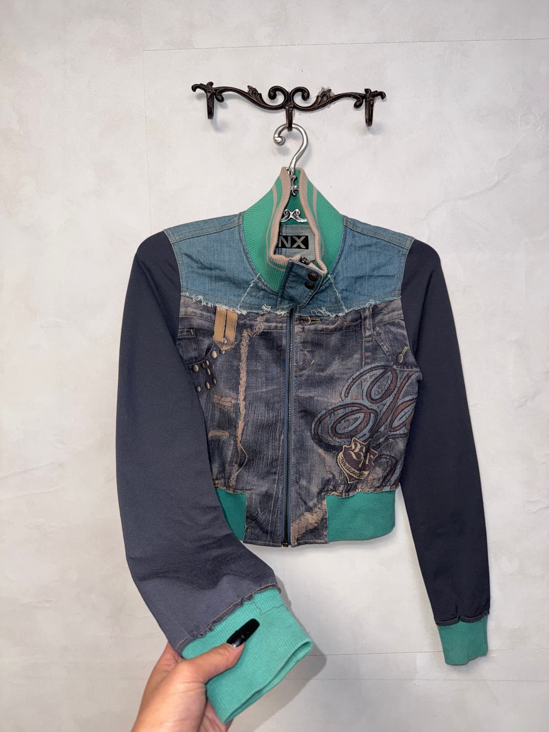 BNX vintage denim lettering crop jersey 상품이미지2