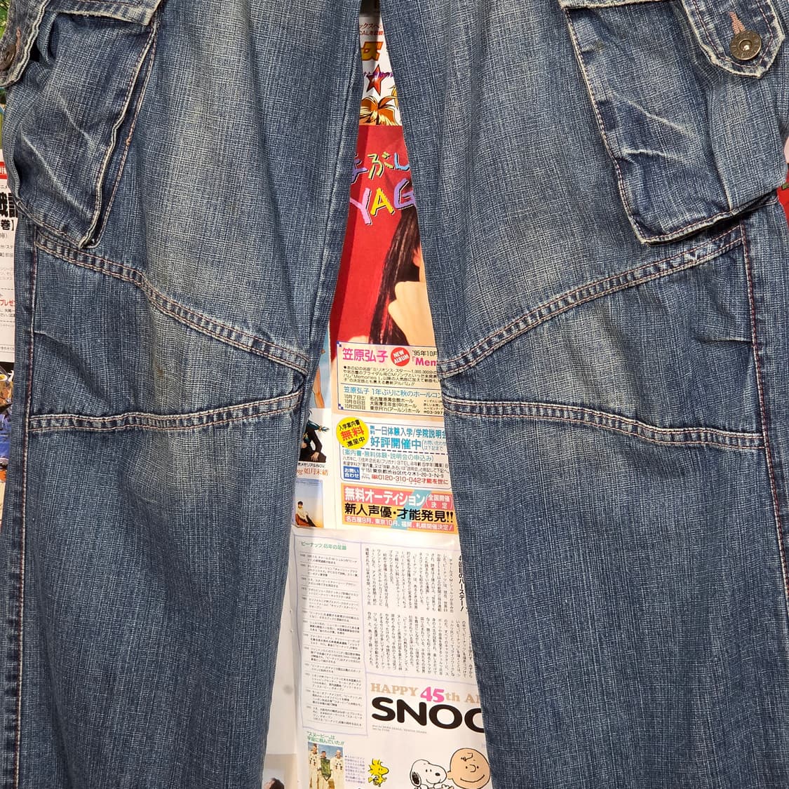 빈티지 진청 카고 데님 와이드 팬츠 상품이미지4