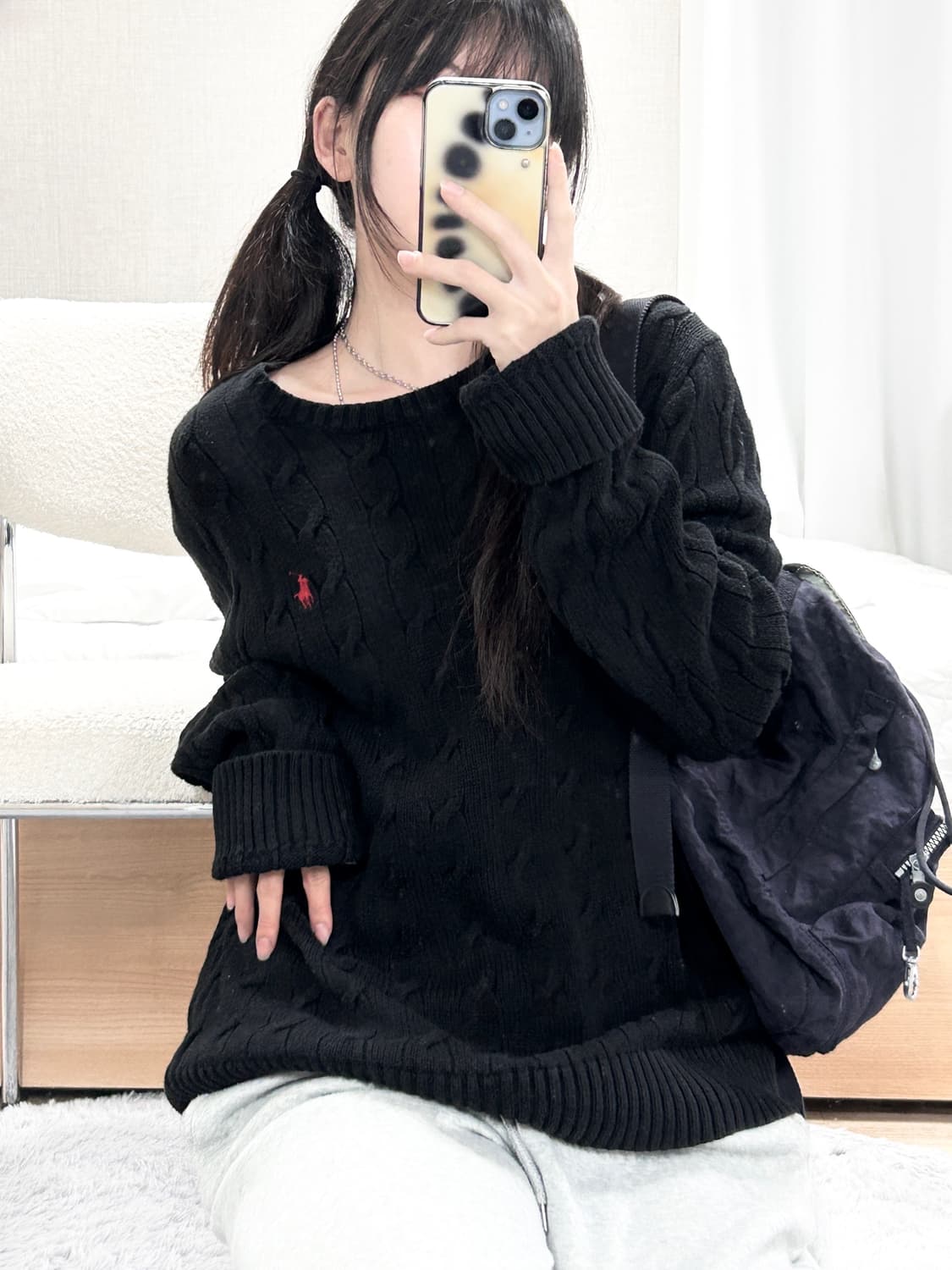 폴로 신형 블랙 케이블니트 상품이미지4