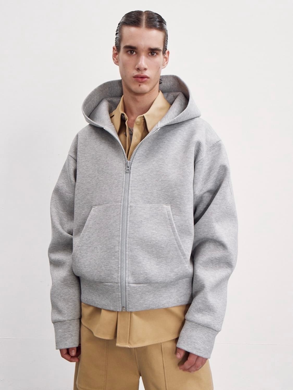 [OS] 렉토 재패니즈 네오프랜 로고 패치 후드집업 멜란지 그레이 상품이미지2