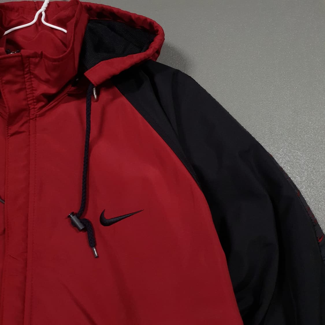 90s 나이키 버건디 레드 올드스쿨 바람막이 윈드브레이커 후드 자켓 M 상품이미지2