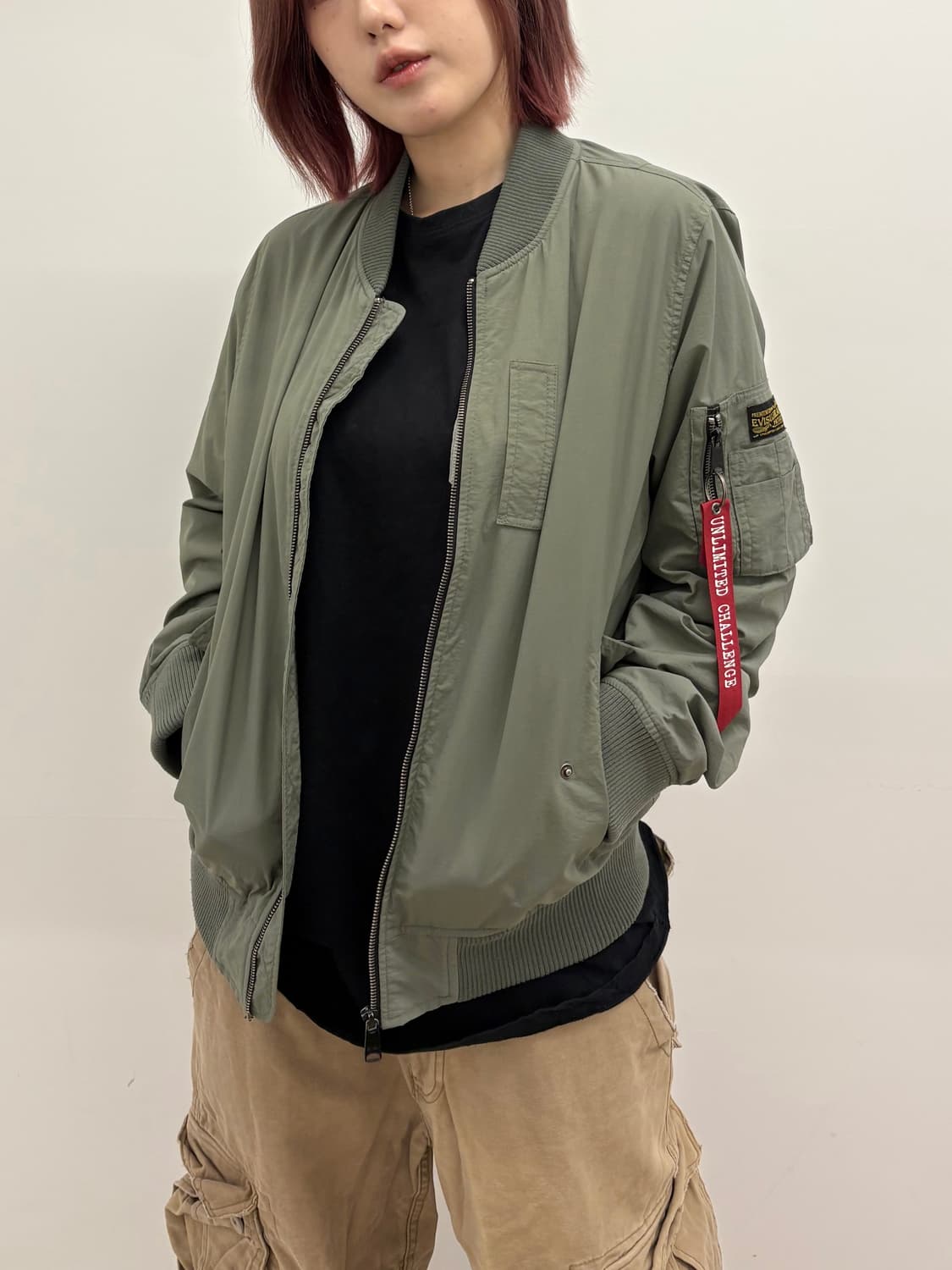 EVISU 카키 오버핏 MA-1 자켓 상품이미지1