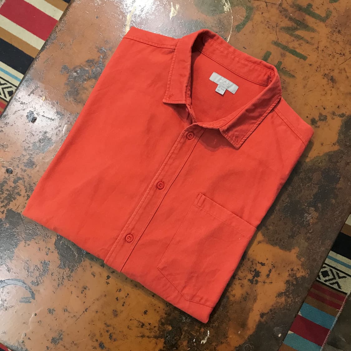 Cos 코스 다크 오렌지 원포켓 코튼 셔츠 남성 105 110 사이즈 상품이미지1