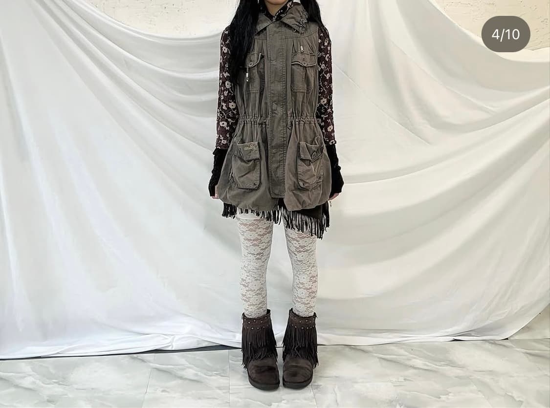 벨벳차이나카라탑, 웨스턴언발스커트, 퍼베스트 상품이미지4