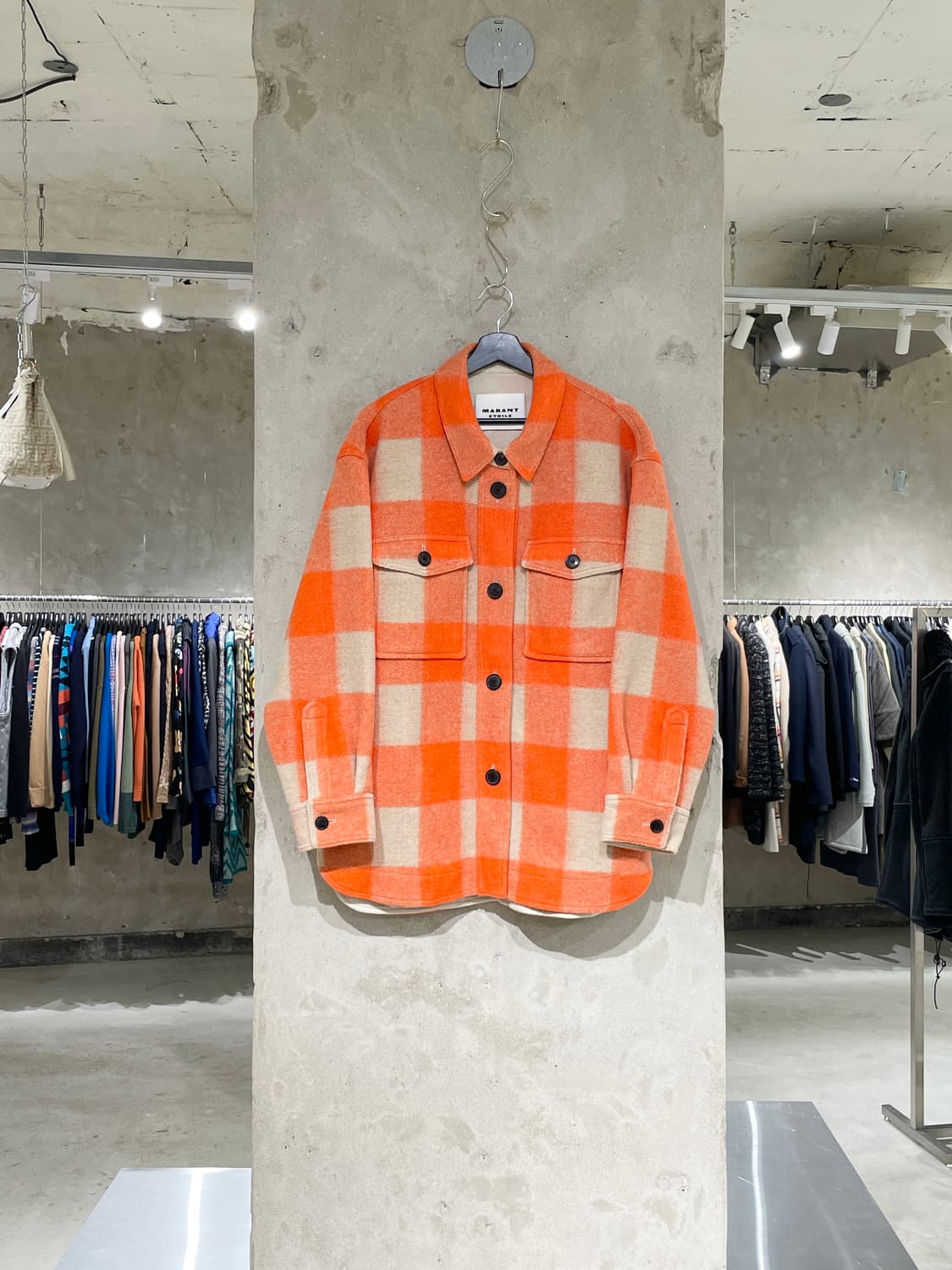 이자벨 마랑 오렌지 체스트 포켓 울 체크 자켓 상품이미지1