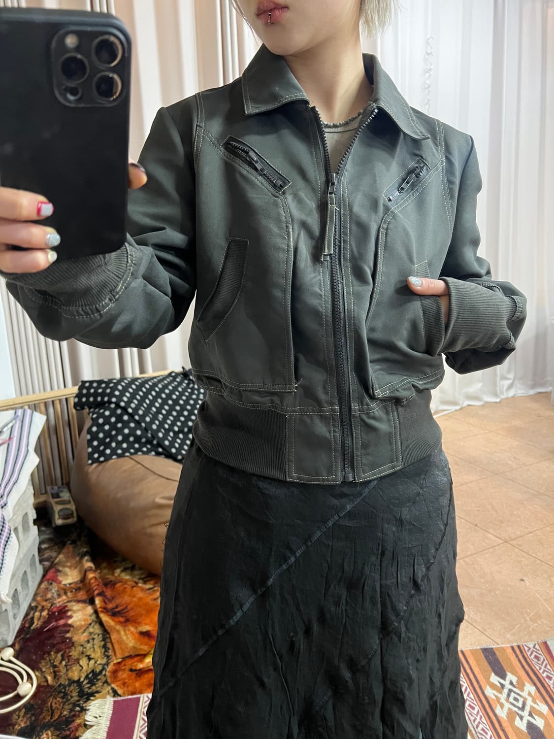 빈티지 여성 크롭 블루종 자켓 상품이미지1