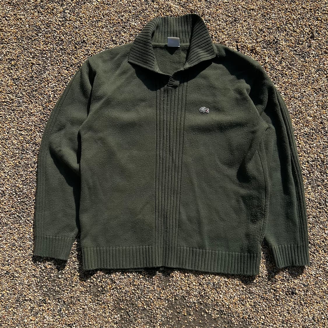 라코스테(Lacoste) 카키 반버튼 니트 상품이미지1