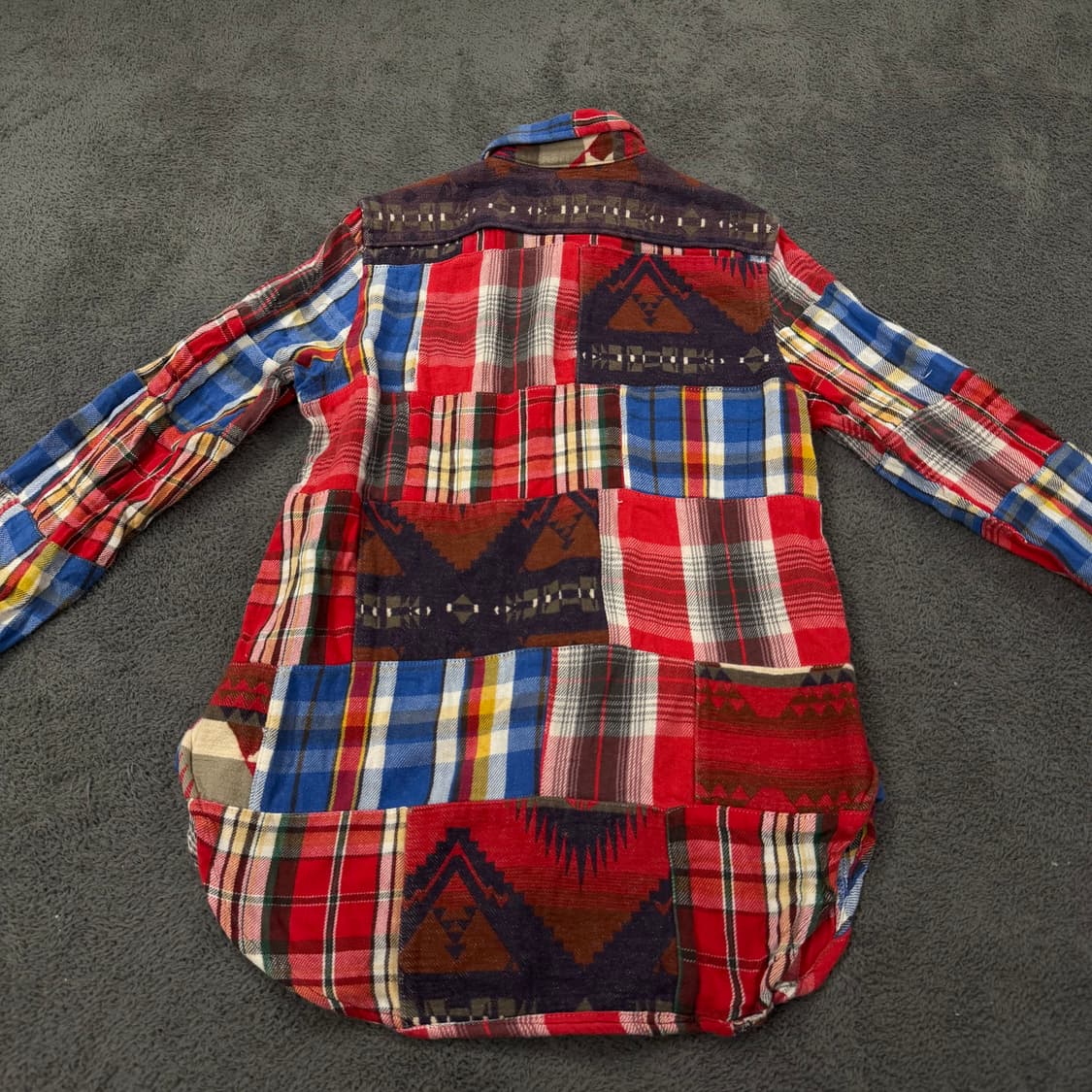 [정품/XS] 데님앤서플라이 랄프로렌 플란넬 패치워크 카라 셔츠 긴팔티 상품이미지4