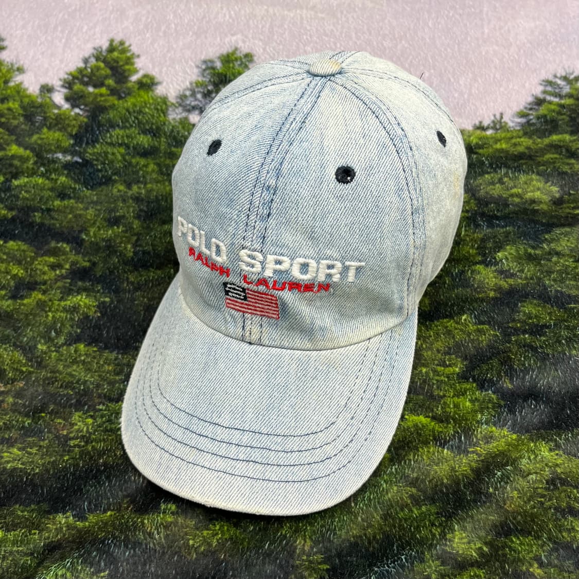 [OS] 폴로 성조기 로고 데님 볼캡 상품이미지3