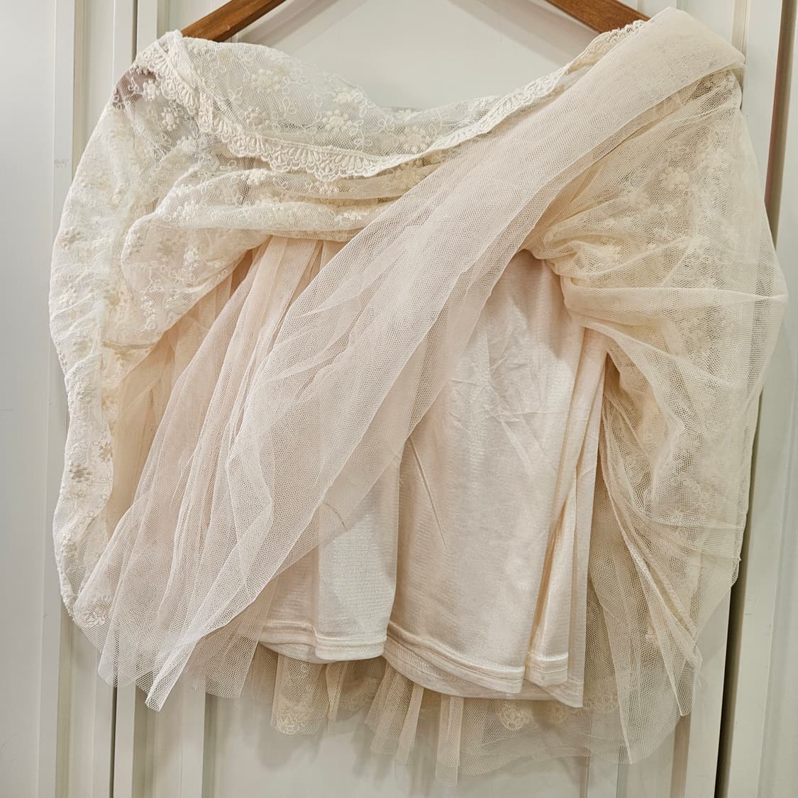 아이보리 레이스 리본 미니 스커트 상품이미지6