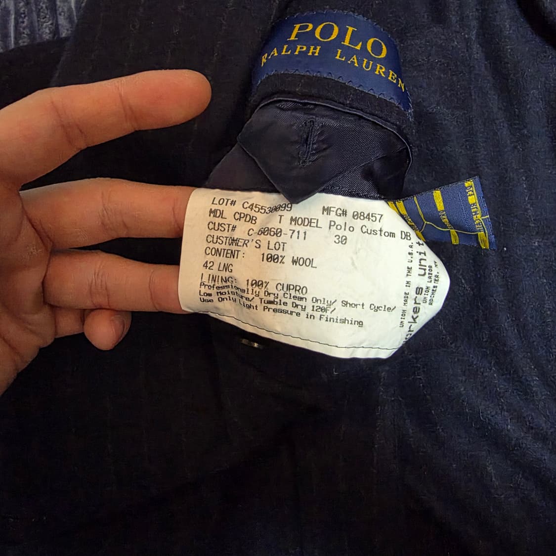 폴로 메이드 IN USA 울 스트라이프더블자켓 네이비 42L 상품이미지6