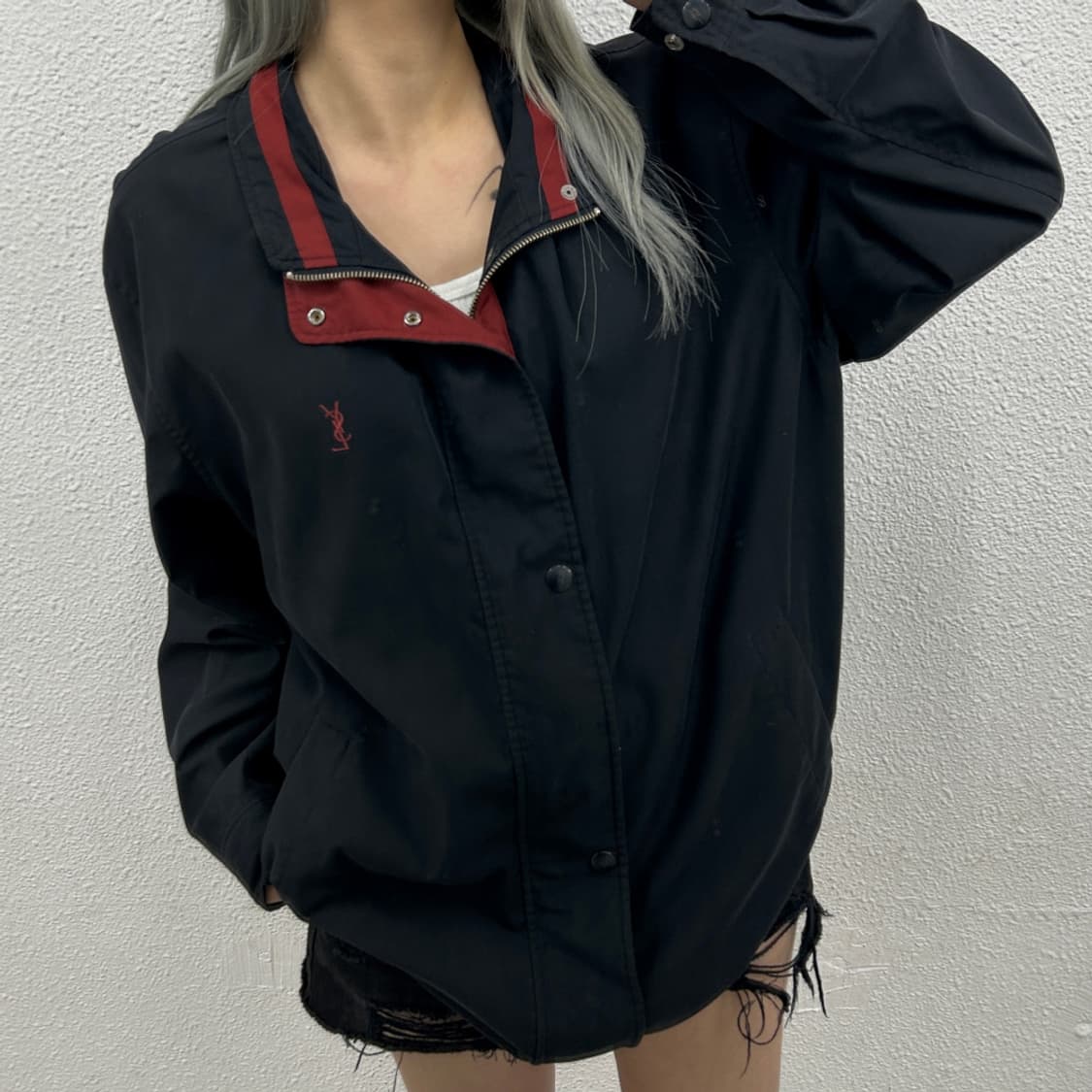 입생로랑 버건디 로고 차콜 자켓 105 상품이미지1