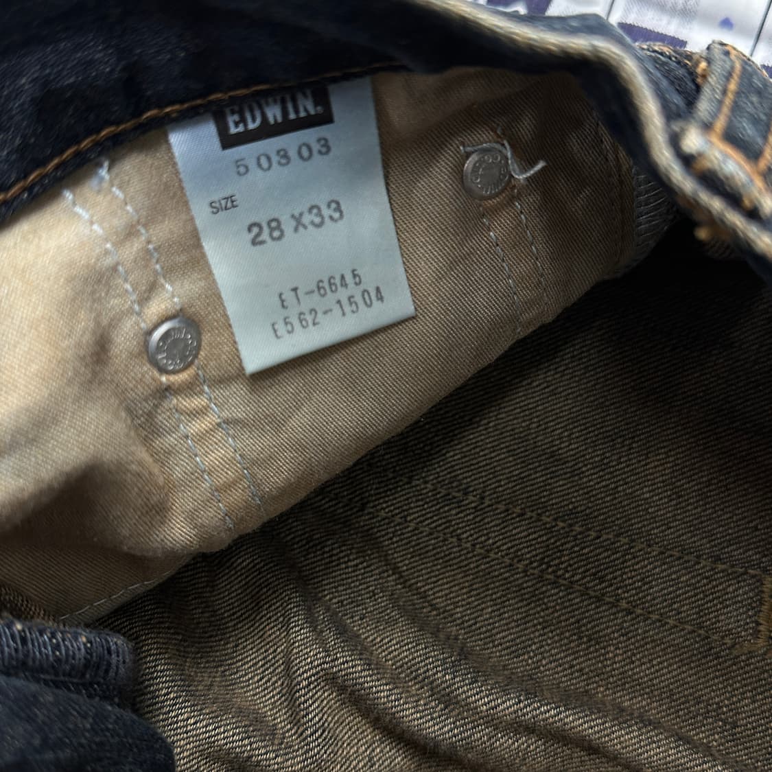 에드윈 503 28*33 진청 워싱 데님 일자핏 팬츠  상품이미지4