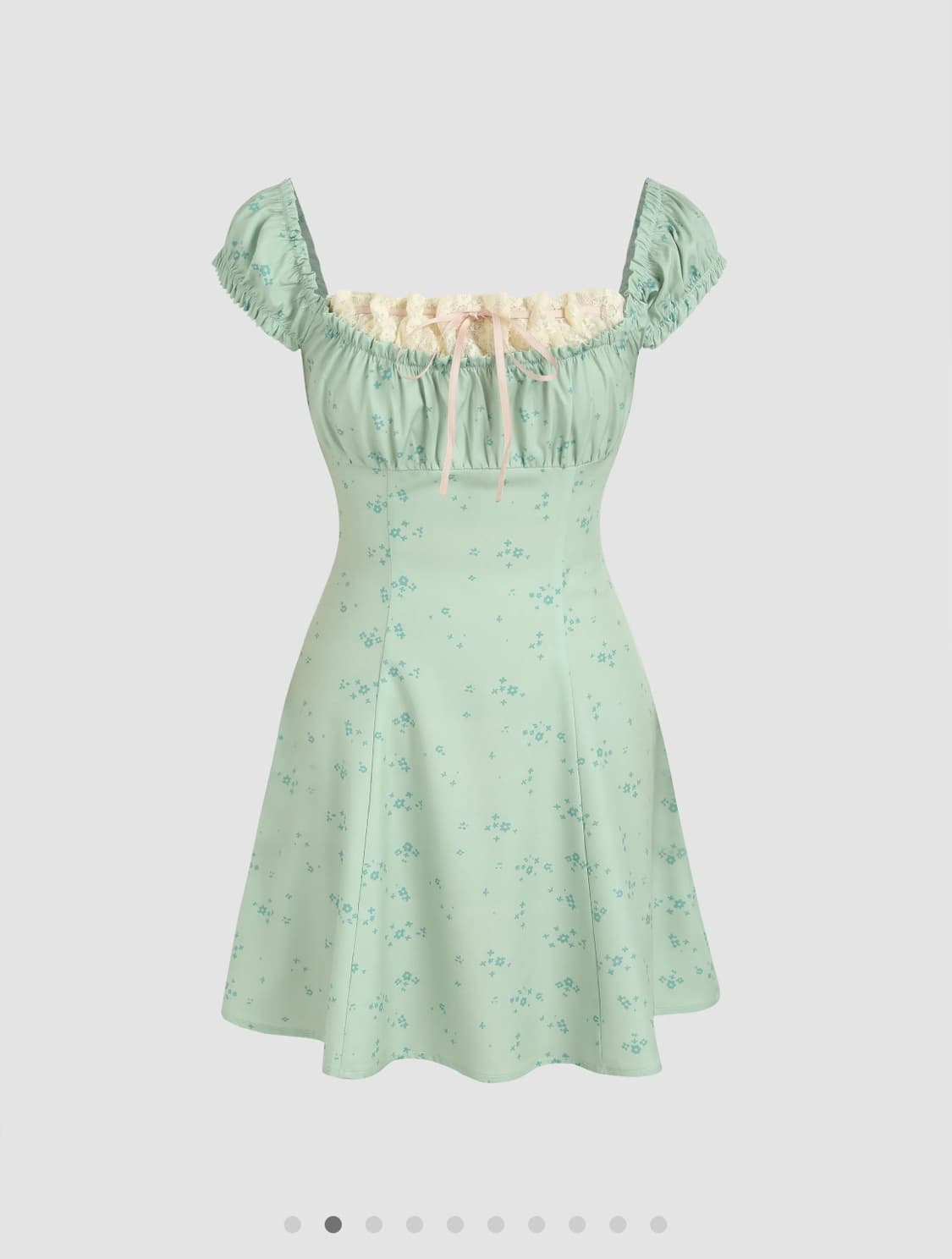 Floral U-neckline knotted mini dress XXS 상품이미지2