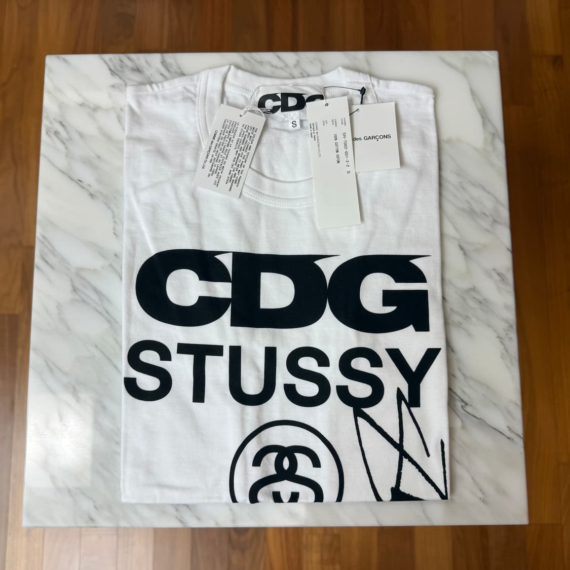 S CDG x 스투시 티셔츠 화이트 상품이미지1