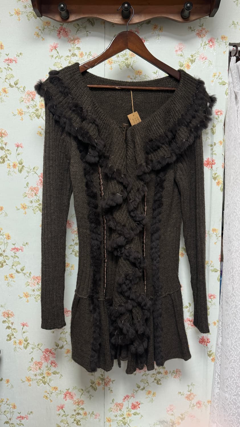 프릴 퍼 원피스 아우터 상품이미지1